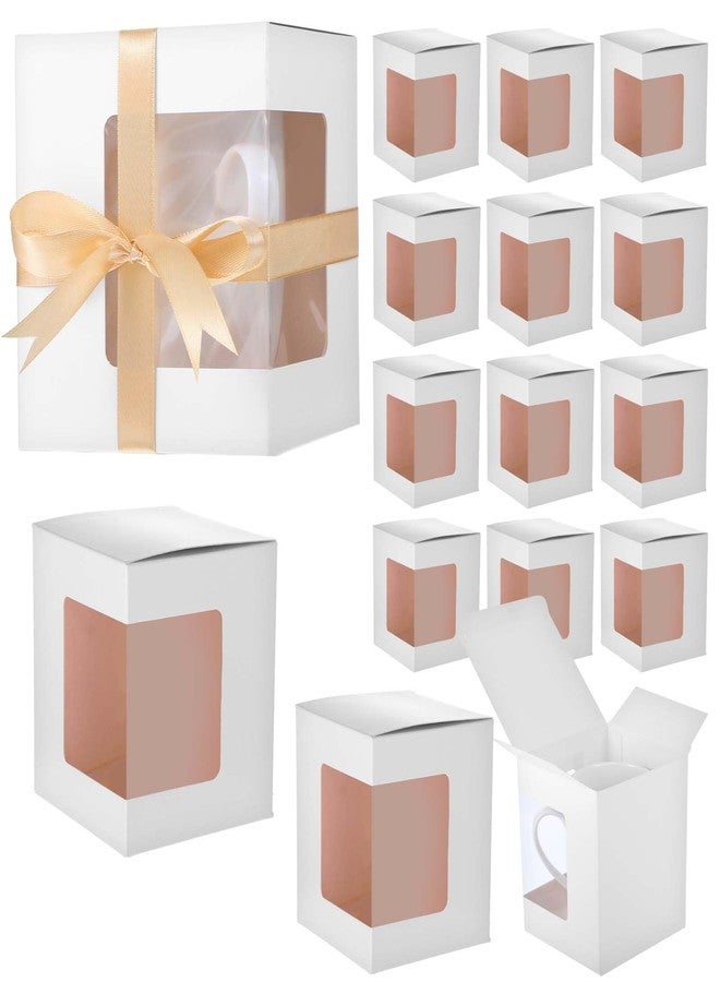 Tobeelec 50 Pcs White Mug Boxes for Gifts, Coffee Mug Gift Box for Blanks Sublimation Mugs Packaging Transparent Ceramic Coffee Cups Gift Box, Decorative Party Favor Gift Packaging Box with Lid (White) - Image 1